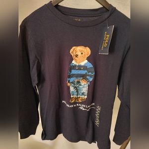 Polo Ralph Lauren Boys Bear Long Sleeve Cotton  Top Boys Size  10-12 New